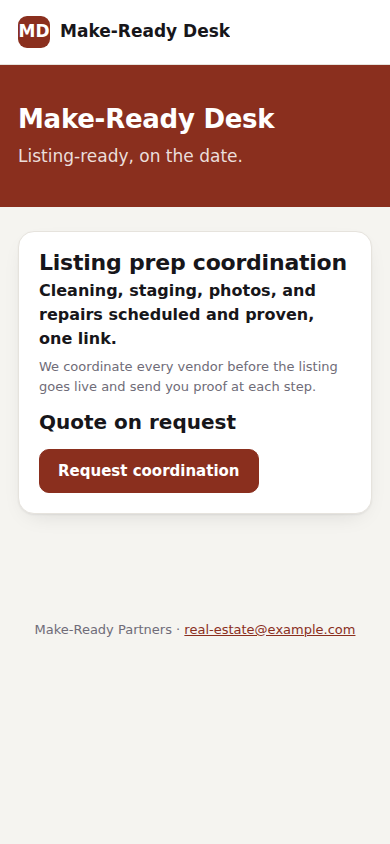 Make-Ready Desk storefront