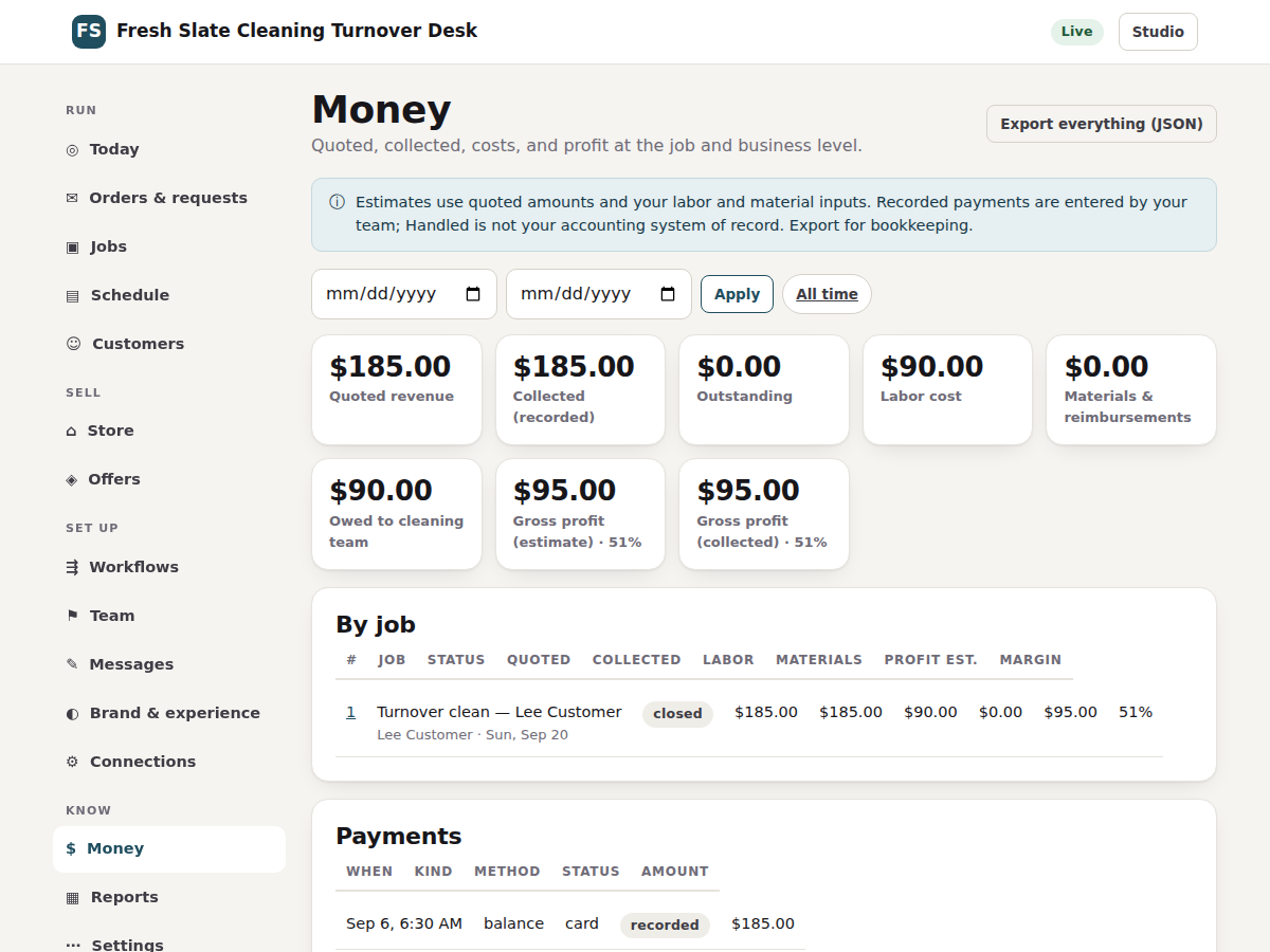 The money screen