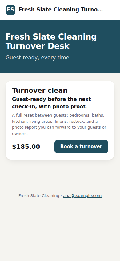 A branded store with a service offer and a Book this button