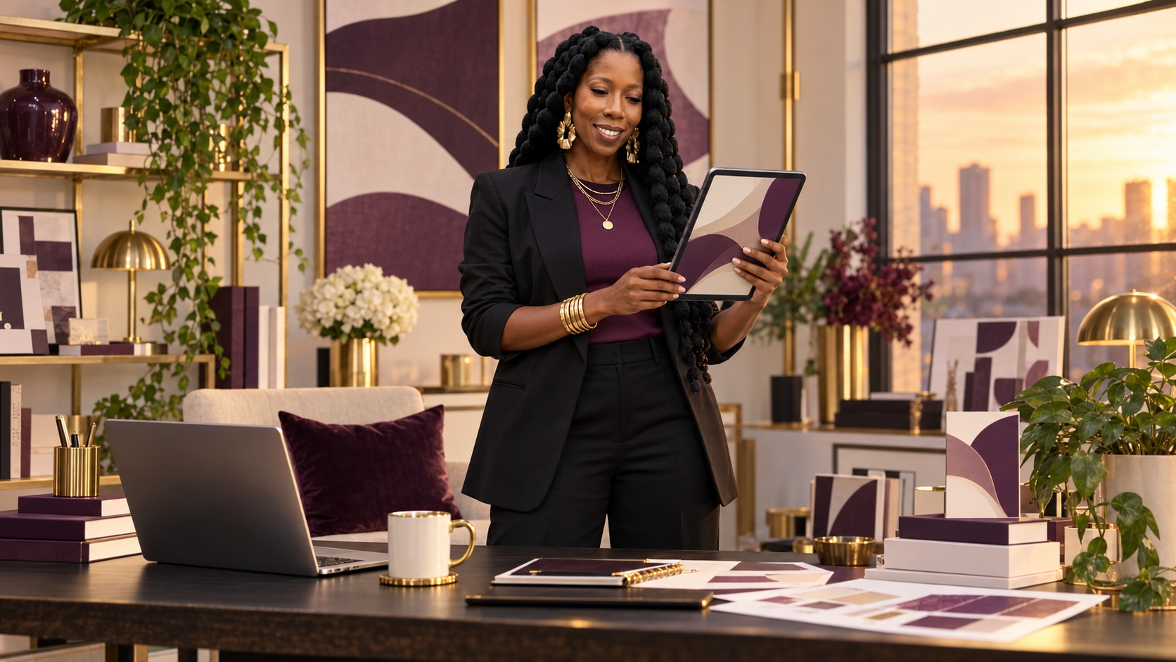 A founder reviews her finished branded digital product before launch